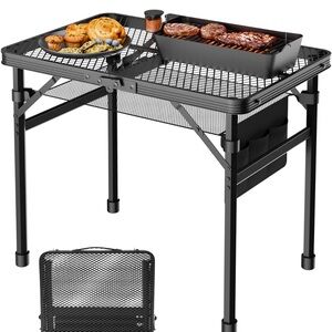 New Black Folding Grill Table 2x1.5 Camping Portable Outdoor Picnic BBQ Beach